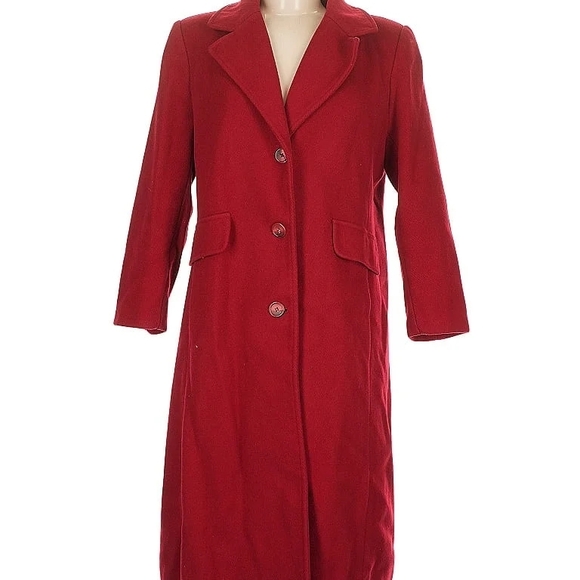 forecaster of boston Jackets & Blazers - Women's Forecaster Red Single Breasted Wool Coat SZ 9/10 Petite..